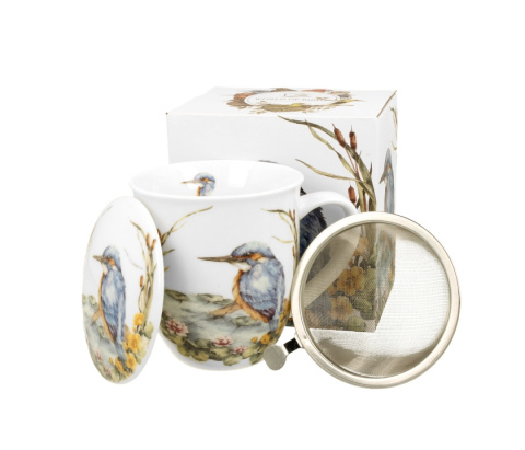 Kubek zaparzacz komplet dla chłopaka zimorodek ptasi świat