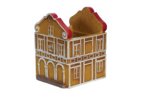 Osłonka doniczka ceramiczna na kwiaty domek żółty ozdoba