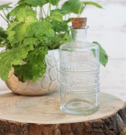 Butelka wazon świecznik bezbarwny 15,5 cm ozdoba szklana