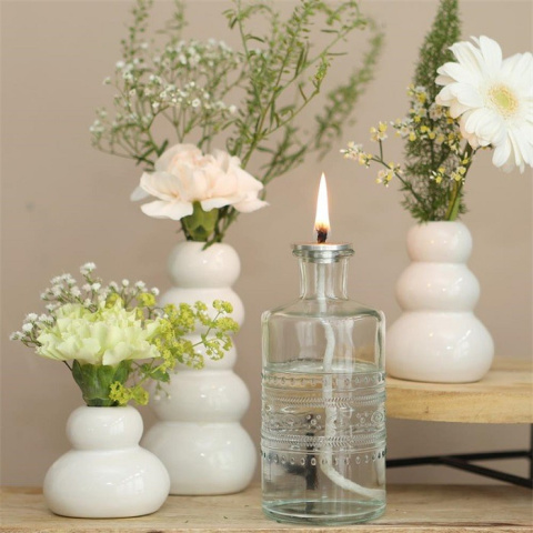 Butelka wazon świecznik bezbarwny 15,5 cm ozdoba szklana