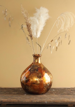 Wazon na kwiaty ozdobny 25cm prezent złoty gold ceramika