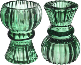 Świecznik szklany na świecę tealight zielony nora podwójny