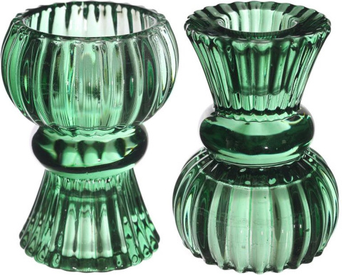 Świecznik szklany na świecę tealight zielony nora podwójny