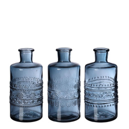 Butelka wazon świecznik szklany 15,5 cm granatowy ozdoba