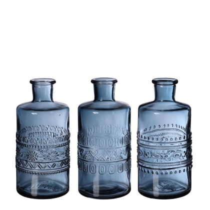 Butelka wazon świecznik szklany 15,5 cm granatowy ozdoba