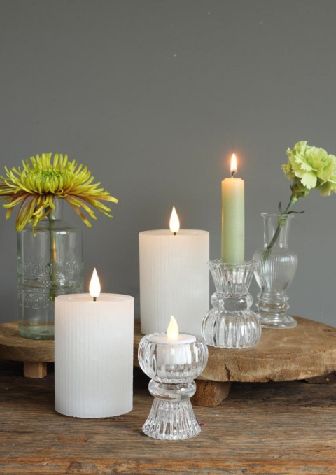 Świecznik na świecę stożkową tealight szklany podwójny