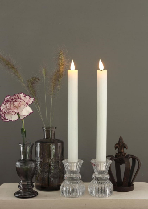 Świecznik na świecę stożkową tealight szklany podwójny