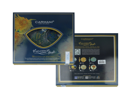 Szklany talerz z łopatką carmani Gogh Irysy na ciasto