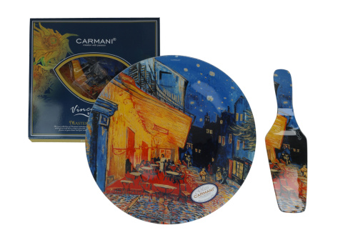 Talerz okrągły z łopatką carmani Gogh Taras kawiarni nocą