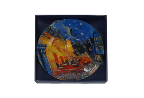 Talerz okrągły z łopatką carmani Gogh Taras kawiarni nocą