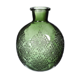 Wazon butelka szklana zielona na kwiaty świecznik kula green