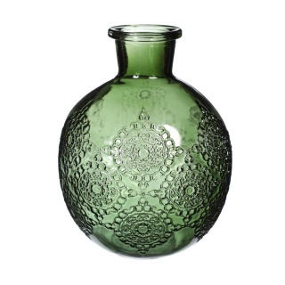 Wazon butelka szklana zielona na kwiaty świecznik kula green
