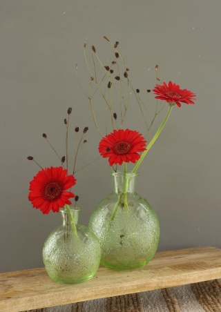 Wazon butelka szklana ozdoba zielona kwiaty bologna kula