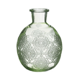 Wazon butelka szklana ozdoba zielona kwiaty bologna kula