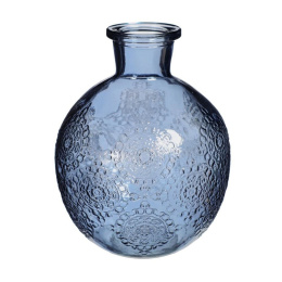 Wazon butelka szklana granatowa na kwiaty świecznik kula