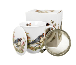 Kubek zaparzacz zestaw dla mężczyzny jaskółki ptasi świat