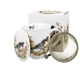 Kubek zaparzacz zestaw dla mężczyzny jaskółki ptasi świat