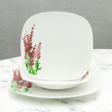 Zestaw obiadowy serwis 18 el na 6 osób lawenda porcelana