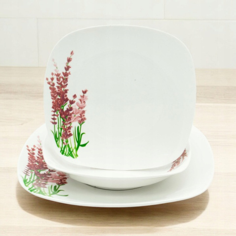 Zestaw obiadowy serwis 18 el na 6 osób lawenda porcelana