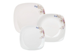 Serwis obiadowy na 6 osób zestaw 18 el kwiaty kwadratowy