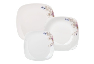 Serwis obiadowy na 6 osób zestaw 18 el kwiaty kwadratowy