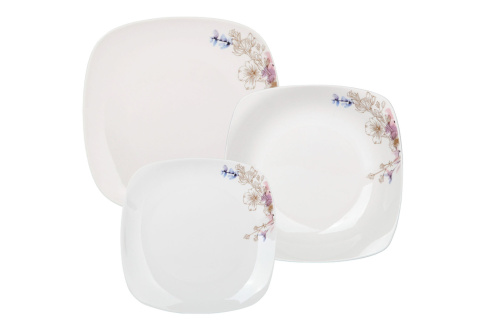 Serwis obiadowy na 6 osób zestaw 18 el kwiaty kwadratowy