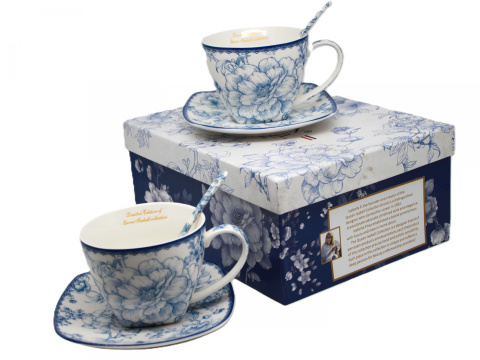 Filiżanki do kawy 2szt w pudełku Queen Isabell łyżeczki róże