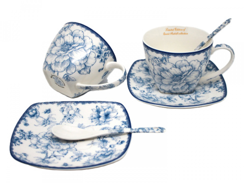 Filiżanki do kawy 2szt w pudełku Queen Isabell łyżeczki róże