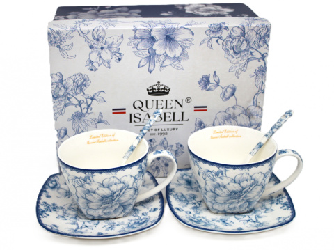 Filiżanki do kawy 2szt w pudełku Queen Isabell łyżeczki róże