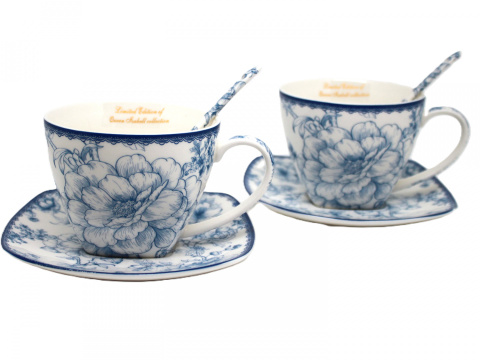 Filiżanki do kawy 2szt w pudełku Queen Isabell łyżeczki róże