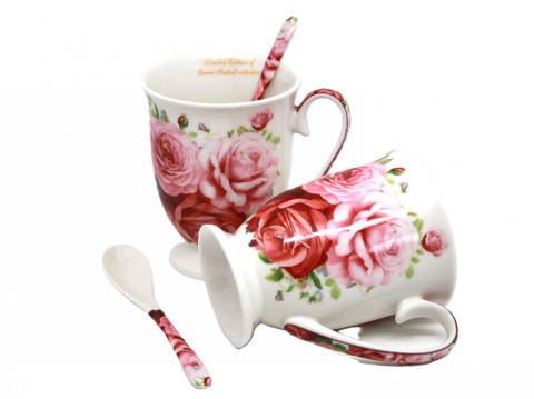 2 kubki zestaw porcelanowy Queen Isabell róże dzień kobiet