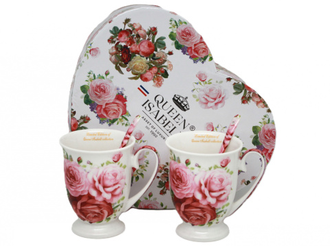 2 kubki zestaw porcelanowy Queen Isabell róże dzień kobiet