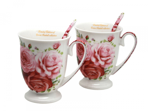 2 kubki zestaw porcelanowy Queen Isabell róże dzień kobiet