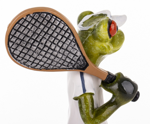 Żaba figurka na biurko żabka tenisistka prezent ozdoba