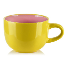 Kubek ceramiczny duży do herbaty żółty basic nature