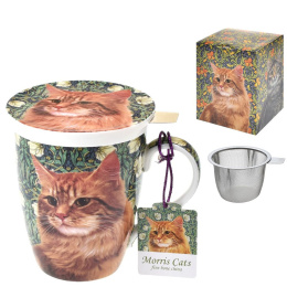 Kubek z zaparzaczem porcelana kostna kot rudy Morris Cats
