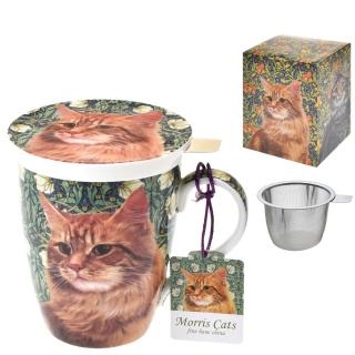 Kubek z zaparzaczem porcelana kostna kot rudy Morris Cats