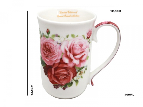 Kubek wysoki w pudełku Queen Isabell róże porcelana