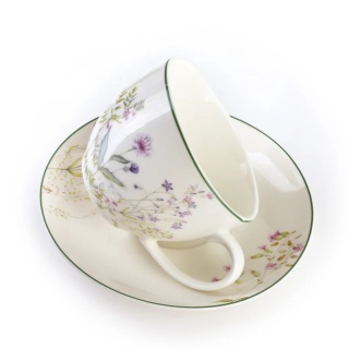 Filiżanka ze spodkiem do kawy herbaty faccia verde kwiaty