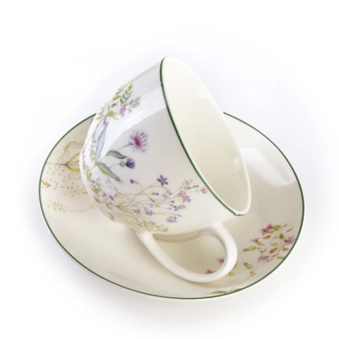 Filiżanka ze spodkiem do kawy herbaty faccia verde kwiaty