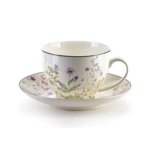 Filiżanka ze spodkiem do kawy herbaty faccia verde kwiaty