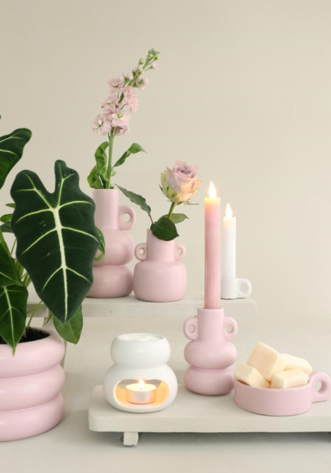 Kominek na wosk zapachowy ceramika biały chubby II gatunek