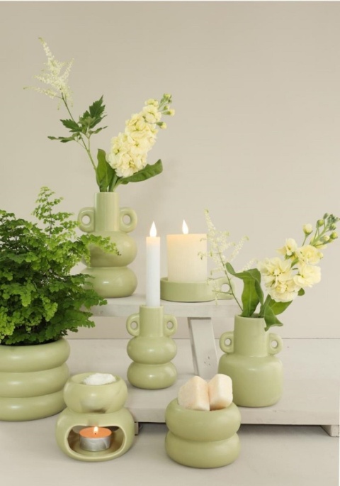 Kominek na wosk zapachowy ceramika zielony chubby II gatunek