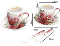 Filiżanki do espresso 2 szt łyżeczki Queen Isabell róże