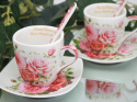Filiżanki do espresso 2 szt łyżeczki Queen Isabell róże