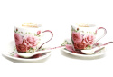 Filiżanki do espresso 2 szt łyżeczki Queen Isabell róże