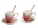 Filiżanki do espresso 2 szt łyżeczki Queen Isabell róże