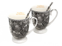 2 kubki zestaw porcelana na prezent Queen Isabell róże szare