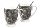 2 kubki zestaw porcelana na prezent Queen Isabell róże szare