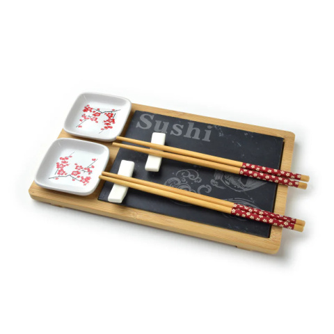 Zestaw do serwowania sushi dla 2 osób deska pałeczki miska
